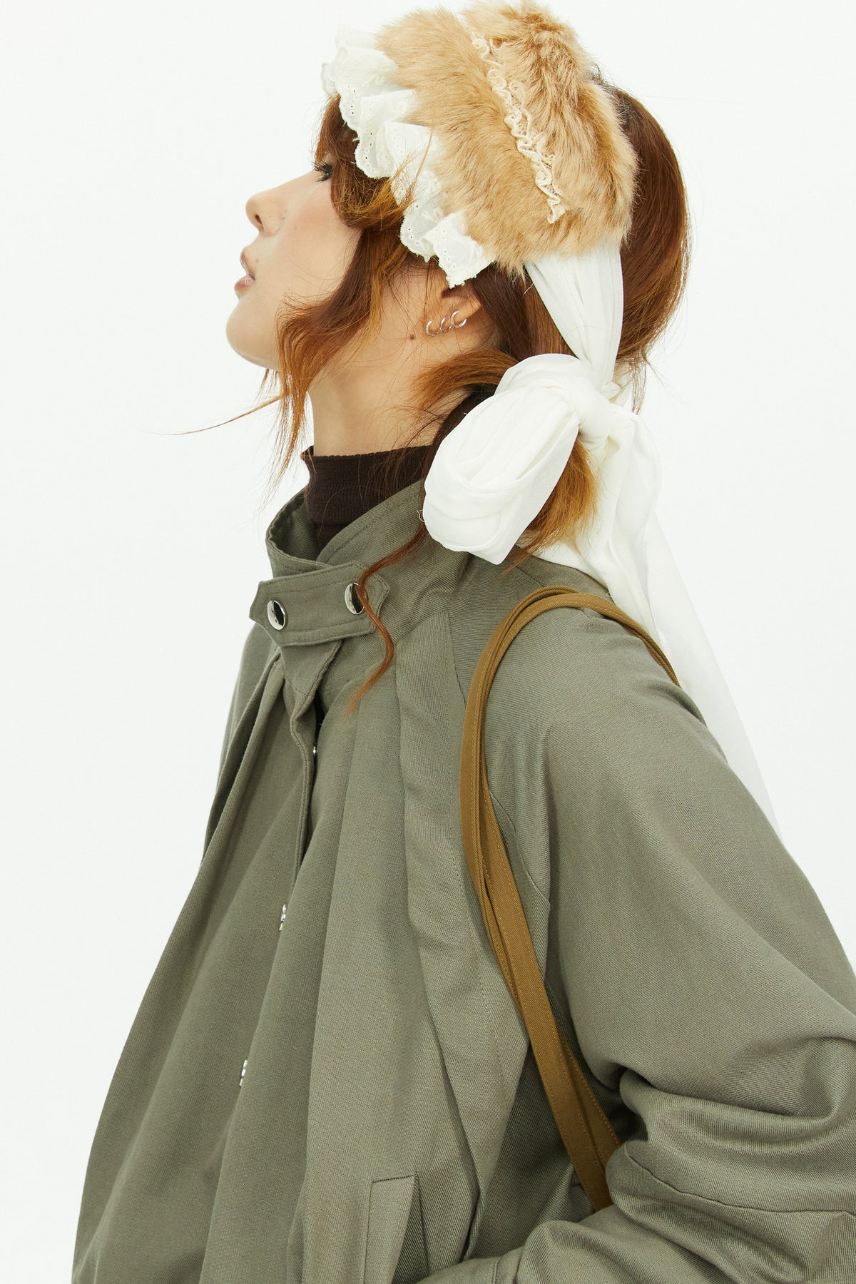 Fur Collar Ribbon Scarf