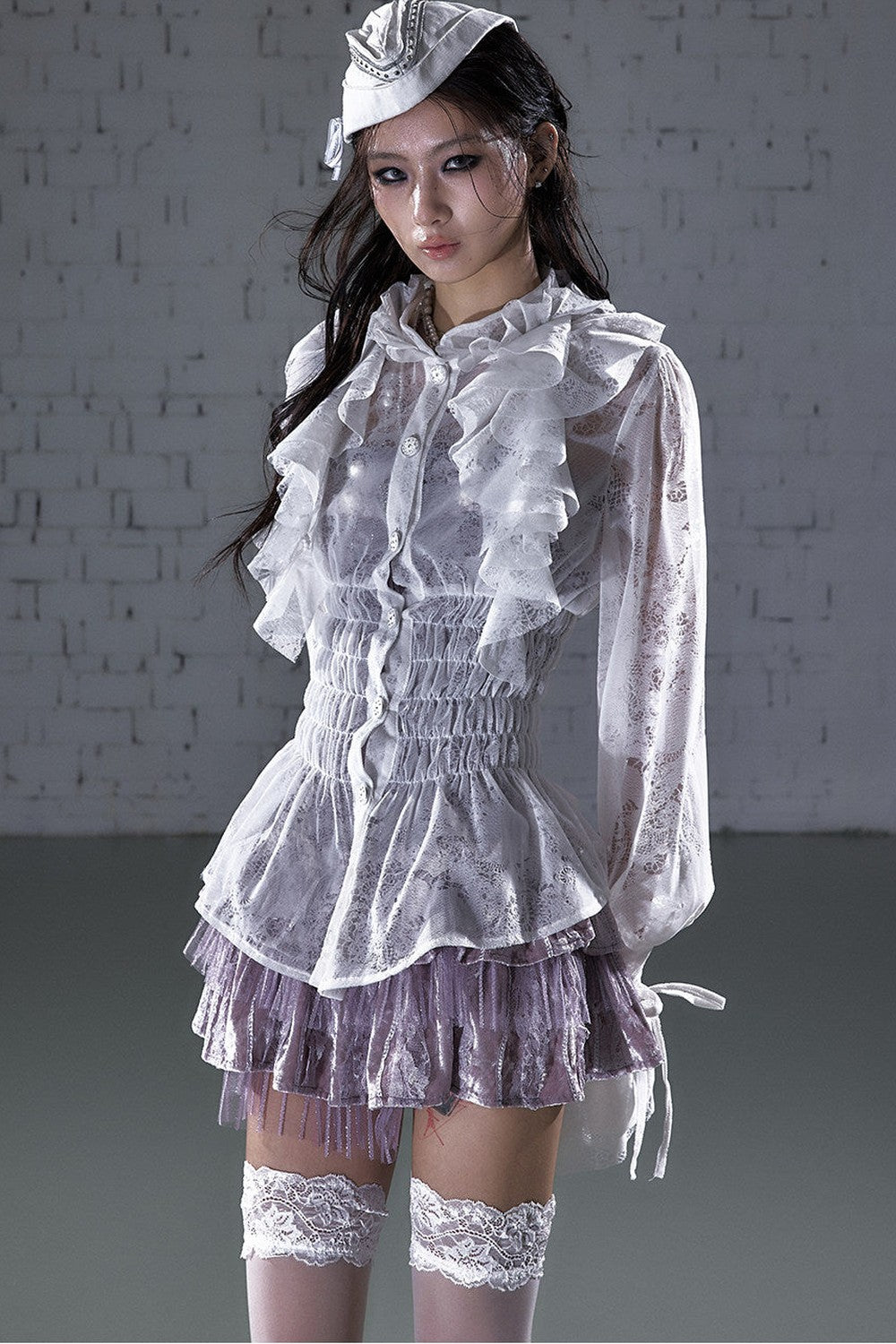 Lace Ruffle Collar Blouse