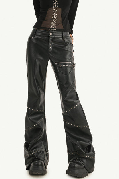 Studded Micro Flared Knife Leg Pants