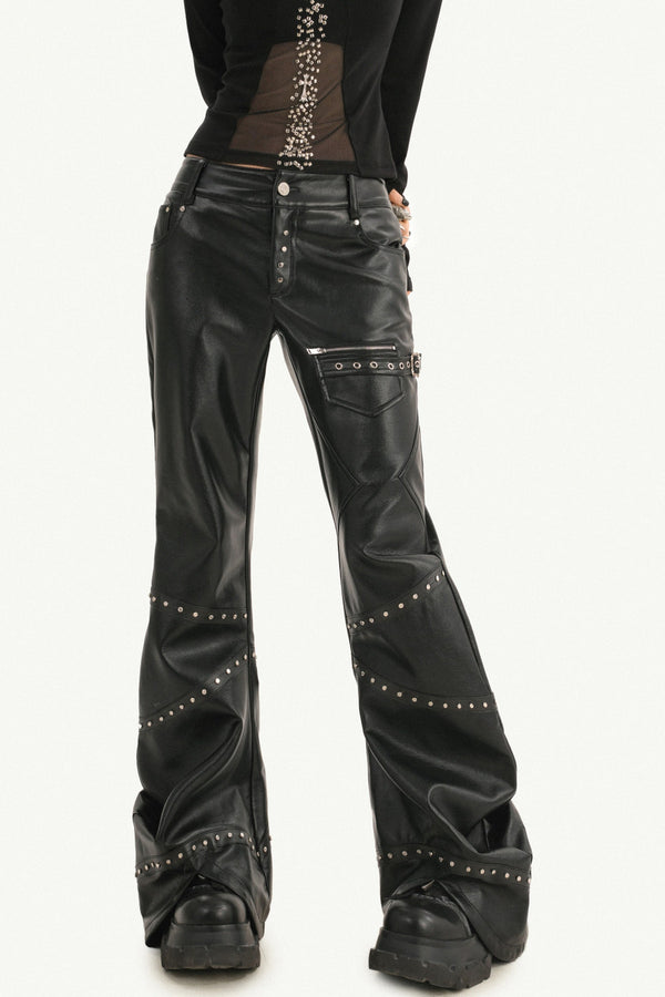 Studded Micro Flared Knife Leg Pants