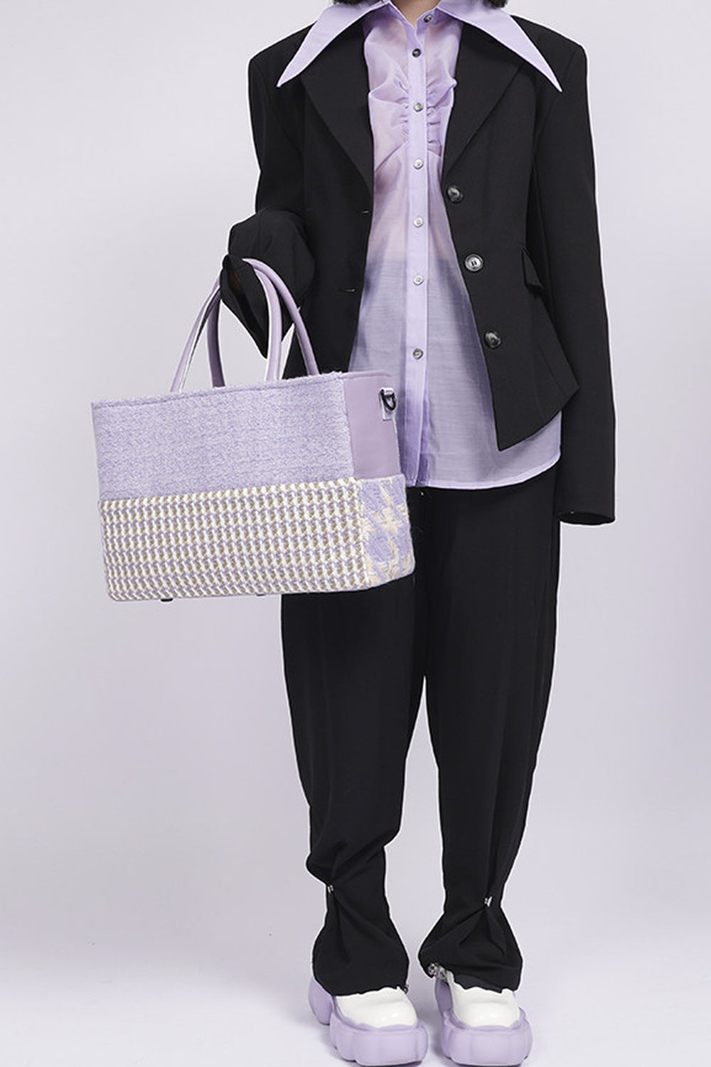 Y2K Leather Contrast Tote Bag