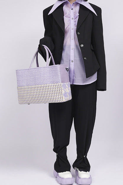 Y2K Leather Contrast Tote Bag