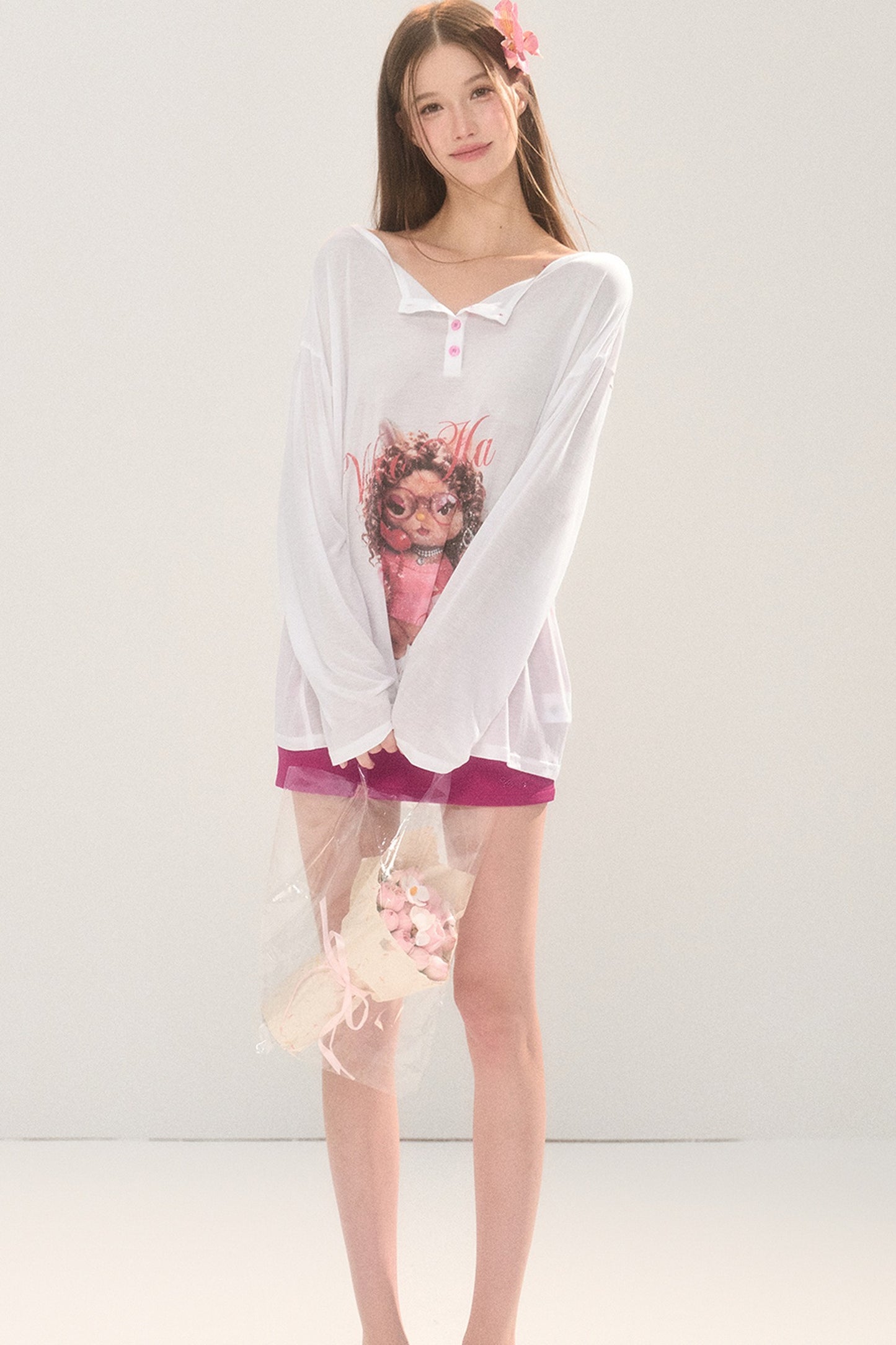 Cool Printed Loose Long Sleeve Blouse