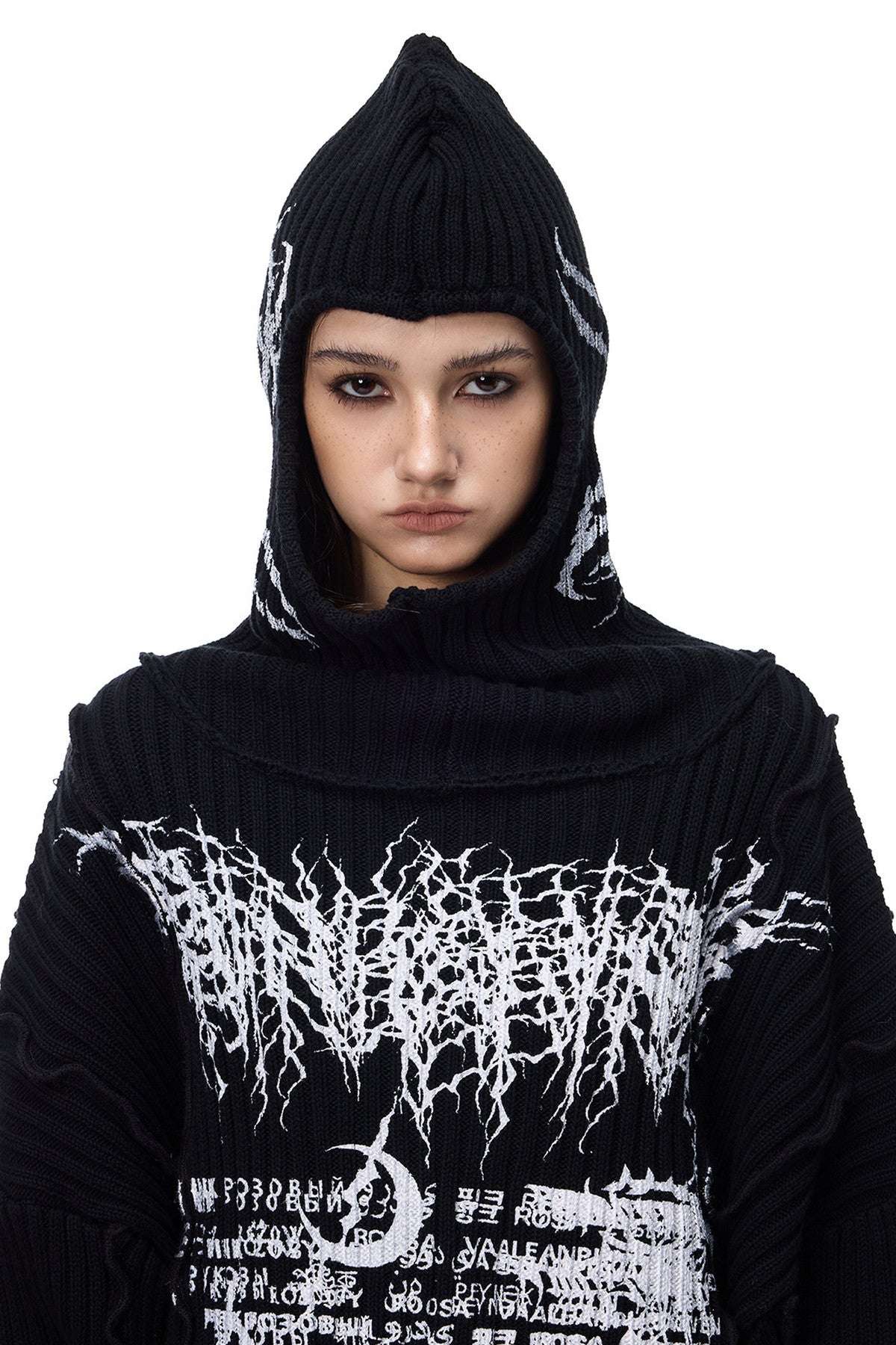 Y2K Patchwork Hooded Knit Hoodie