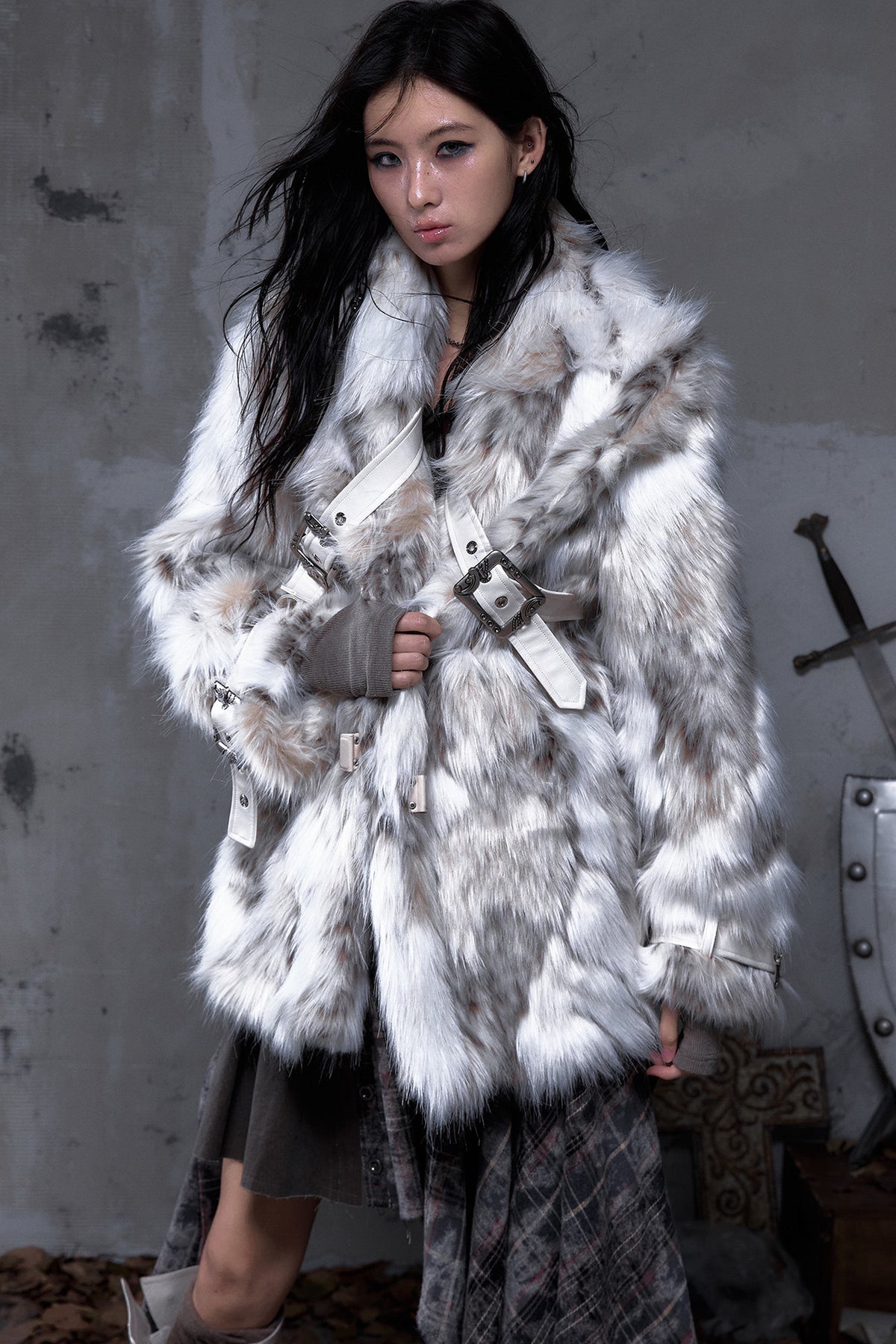 Large Lapel Faux Fur Coat