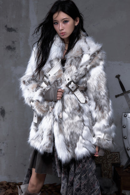 Large Lapel Faux Fur Coat