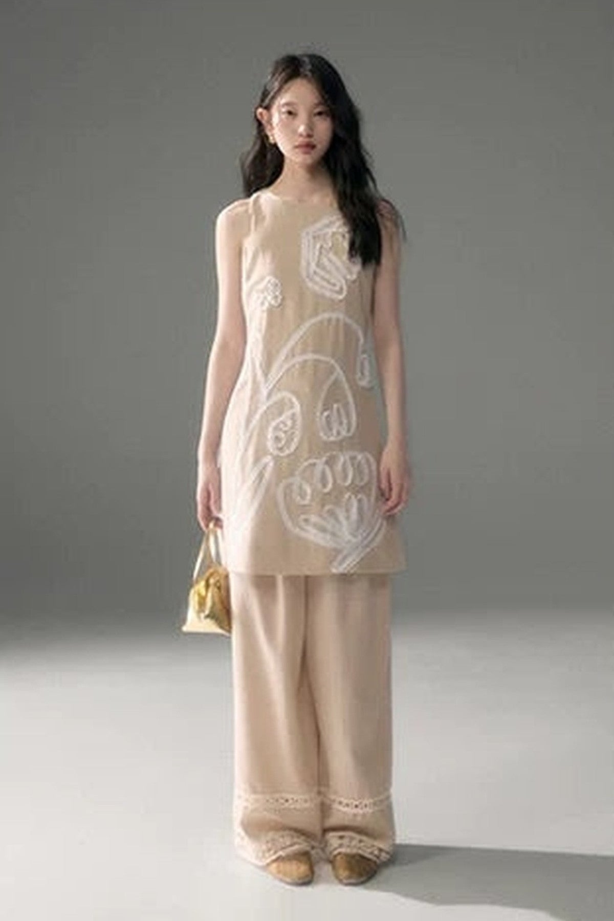 3D Floral Bird Tencel Dress