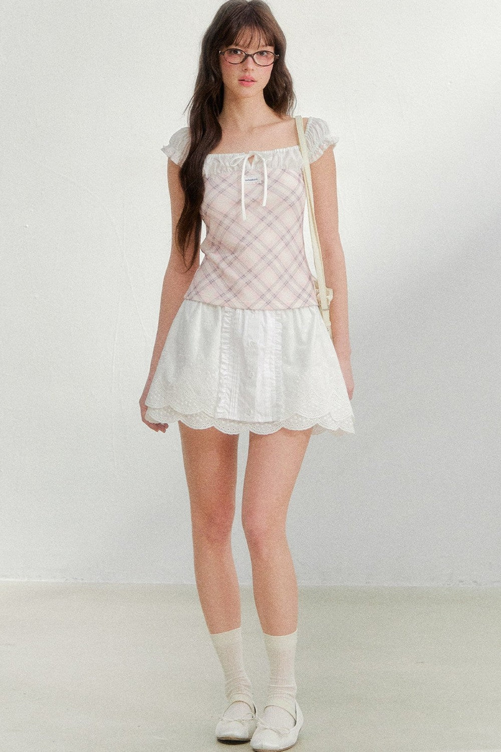 Pure White Embroidered A-Line Skirt