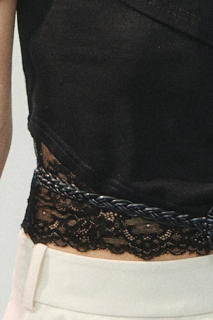 Ink Pleated Lace T-Shirt