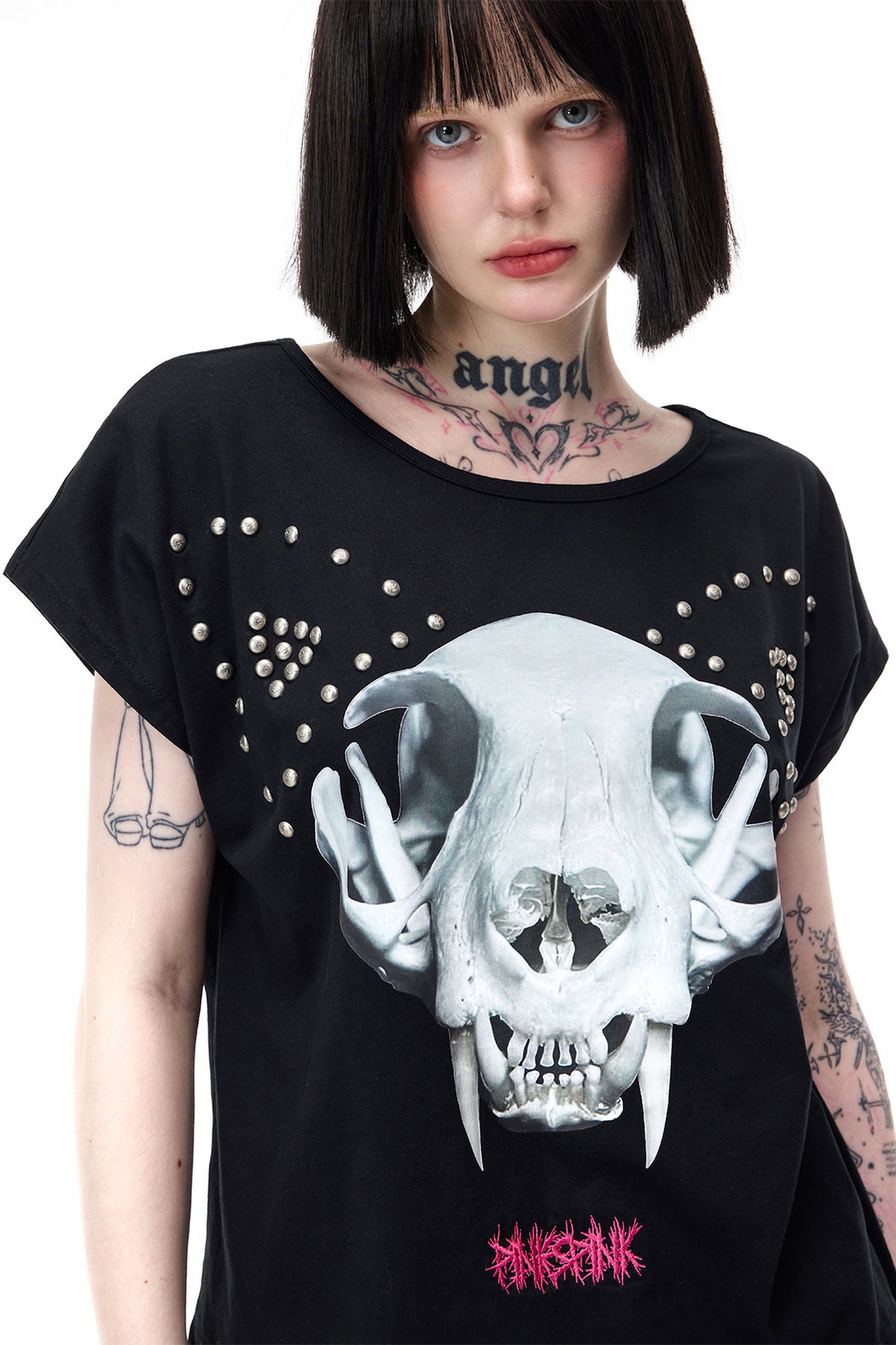 Reversible Cat Skeleton Rivet Blouse