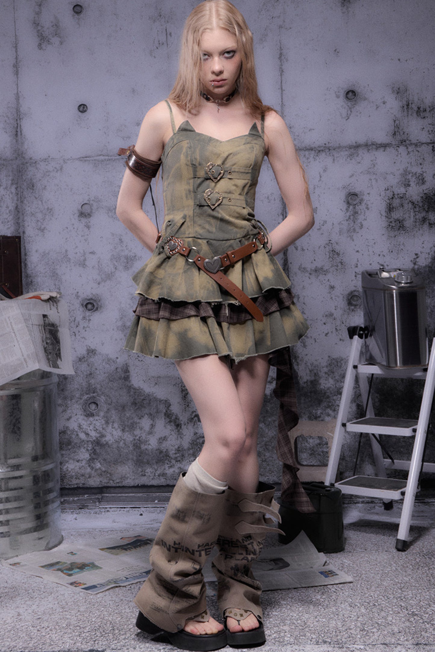 Multi-Layered Ruffled Suspender Dress