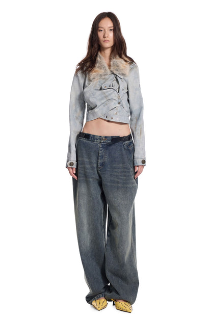 Punk Distressed Denim Jacket