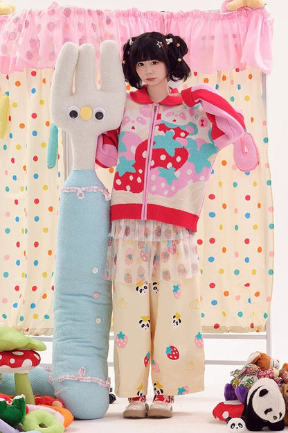 Jeans im japanischen Stil mit Panda-Motiv