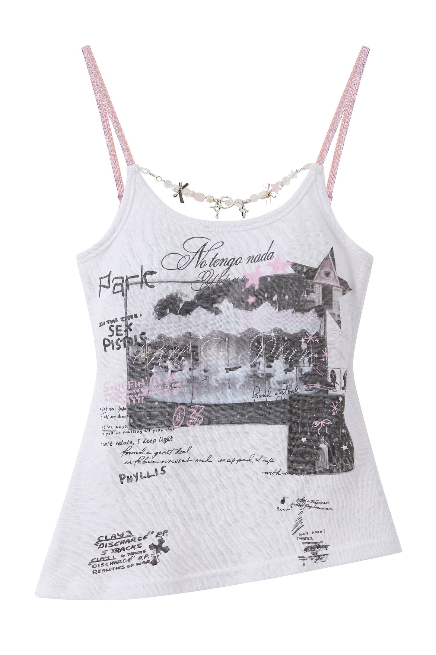 Top stampato con spalline sottili