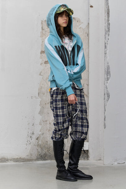 Pleated Plaid Graffiti Trousers