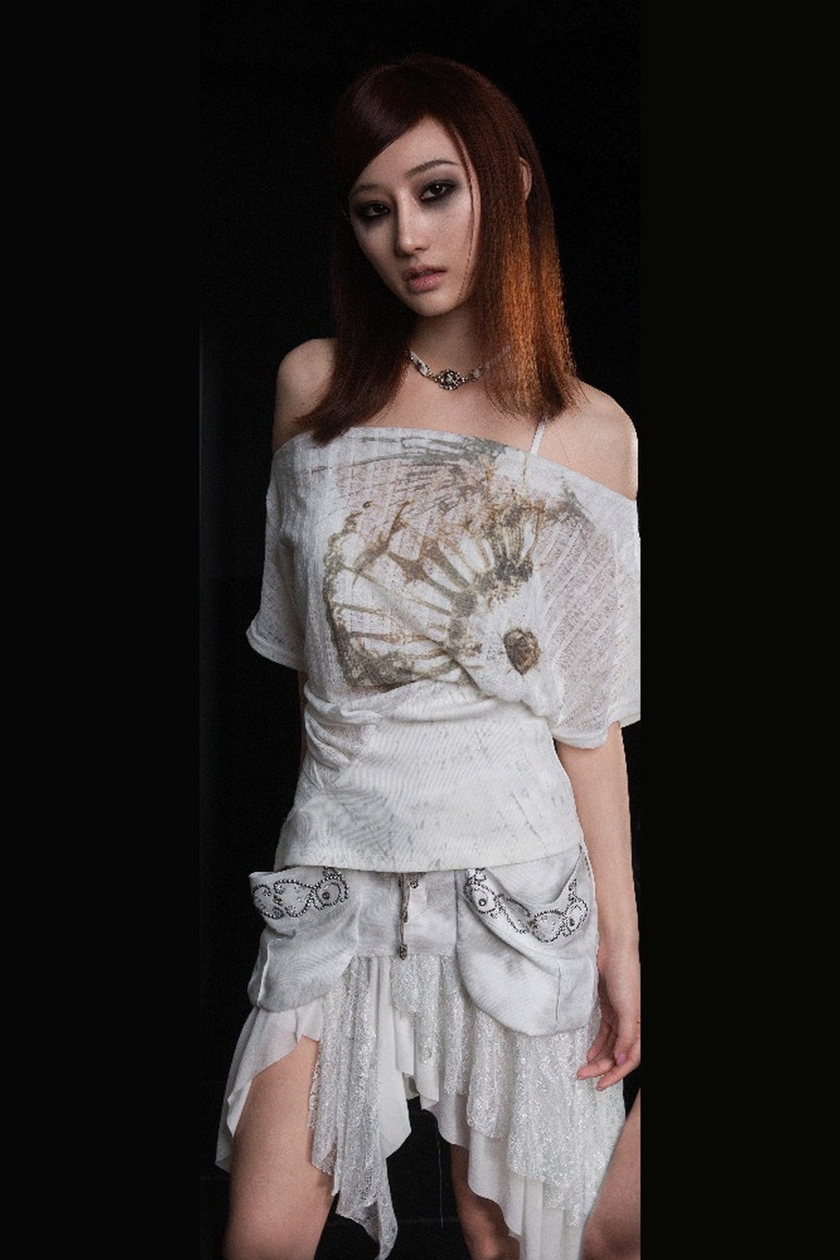 Printed Off-Shoulder Short-Sleeve T-Shirt