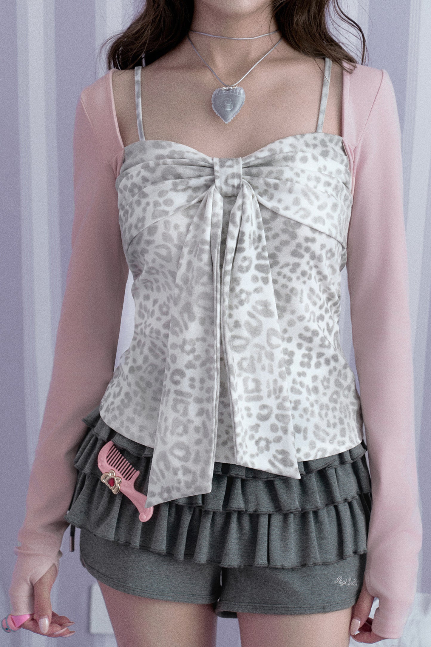 Pink Leopard Sweetheart Top