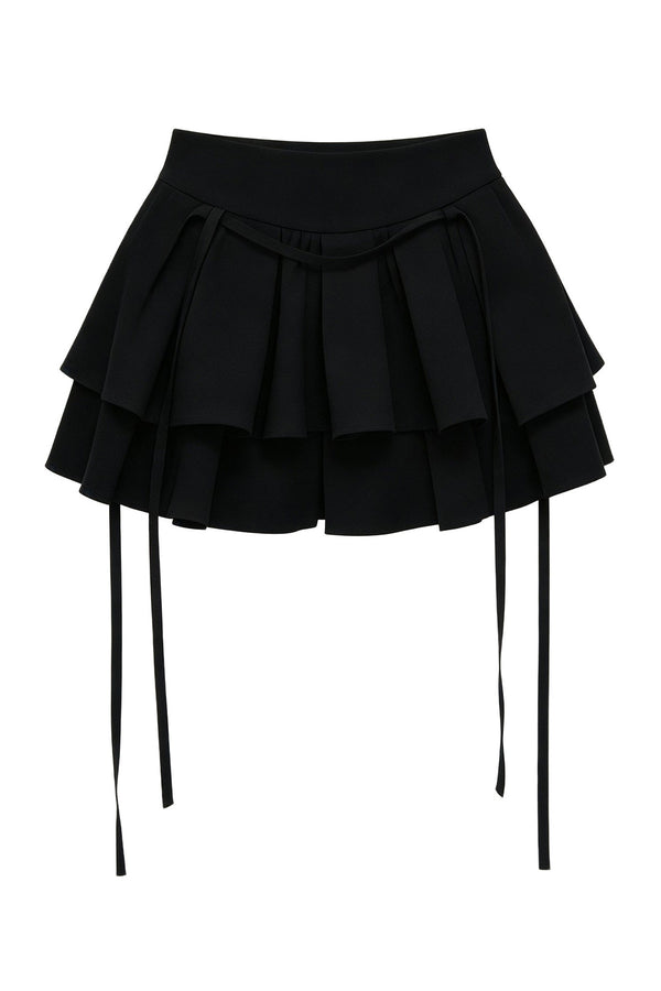 Lace-Up Color-Block T-Shirt and Skirt Set-Up