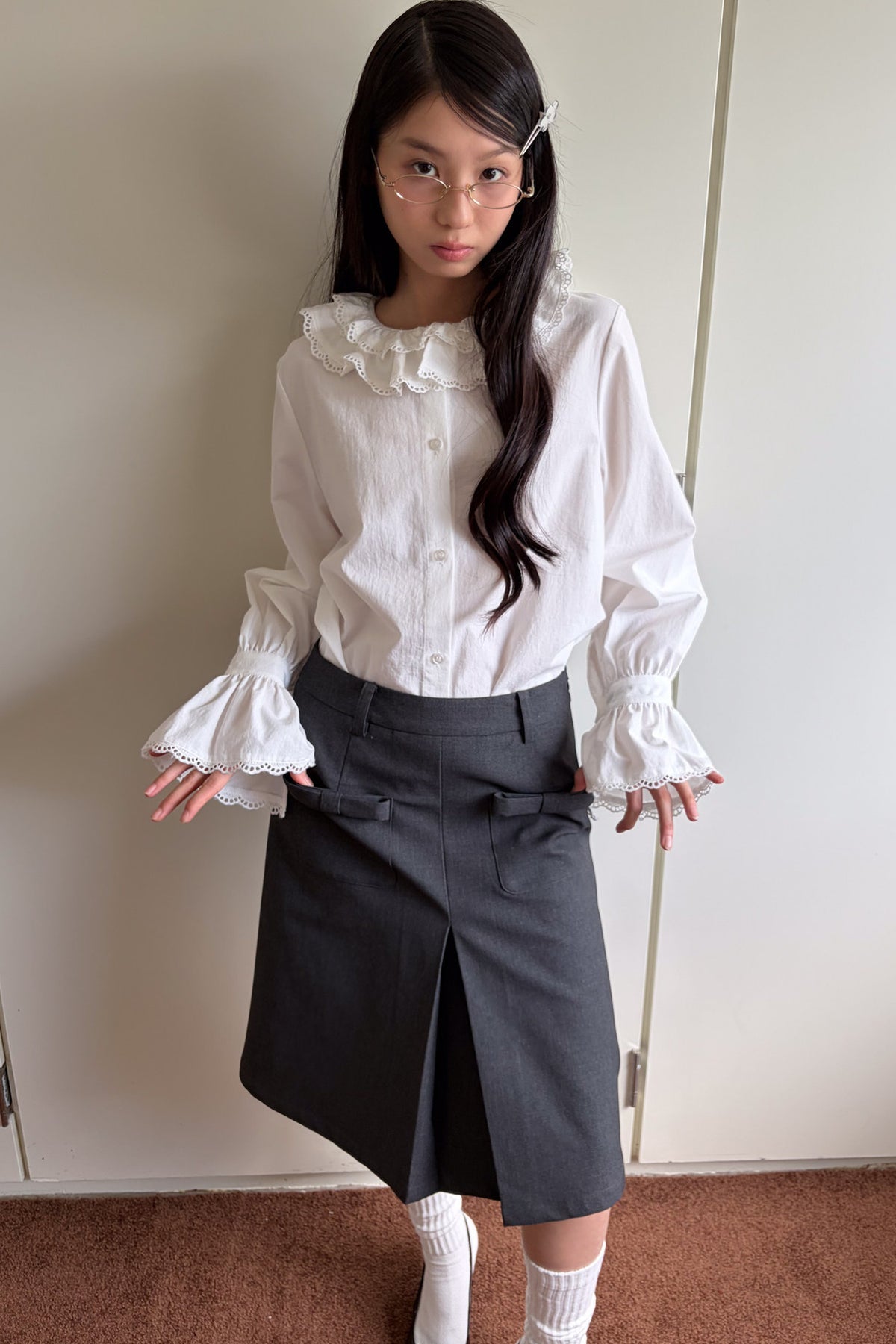 Lace Ruffle Collar Blouse