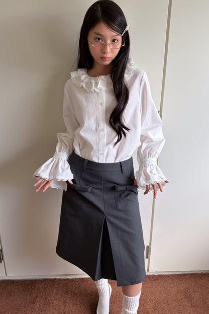Lace Ruffle Collar Blouse