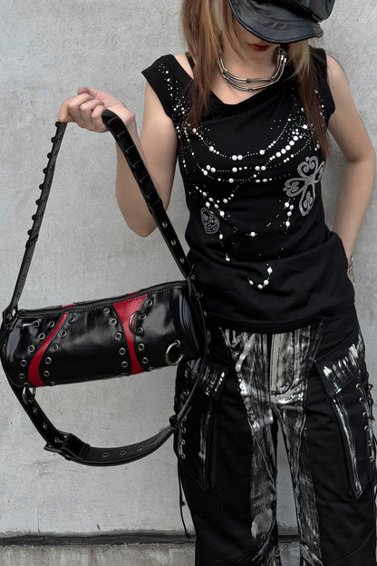 Rivet Adjustable Bullet Strap Cylinder Shoulder Bag
