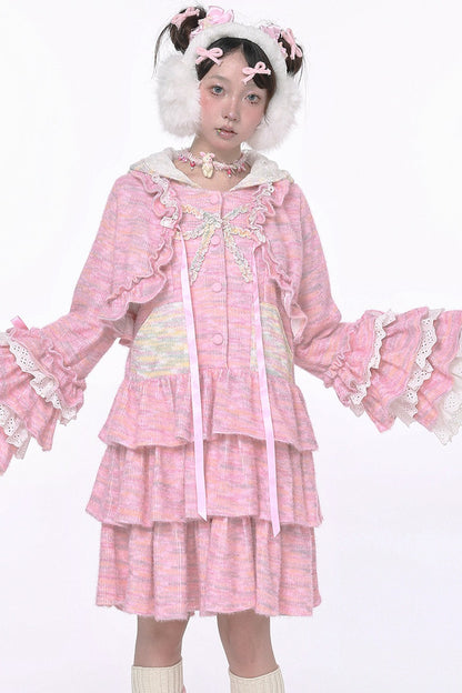 Pinkes Hasenohren-Stufenkleid