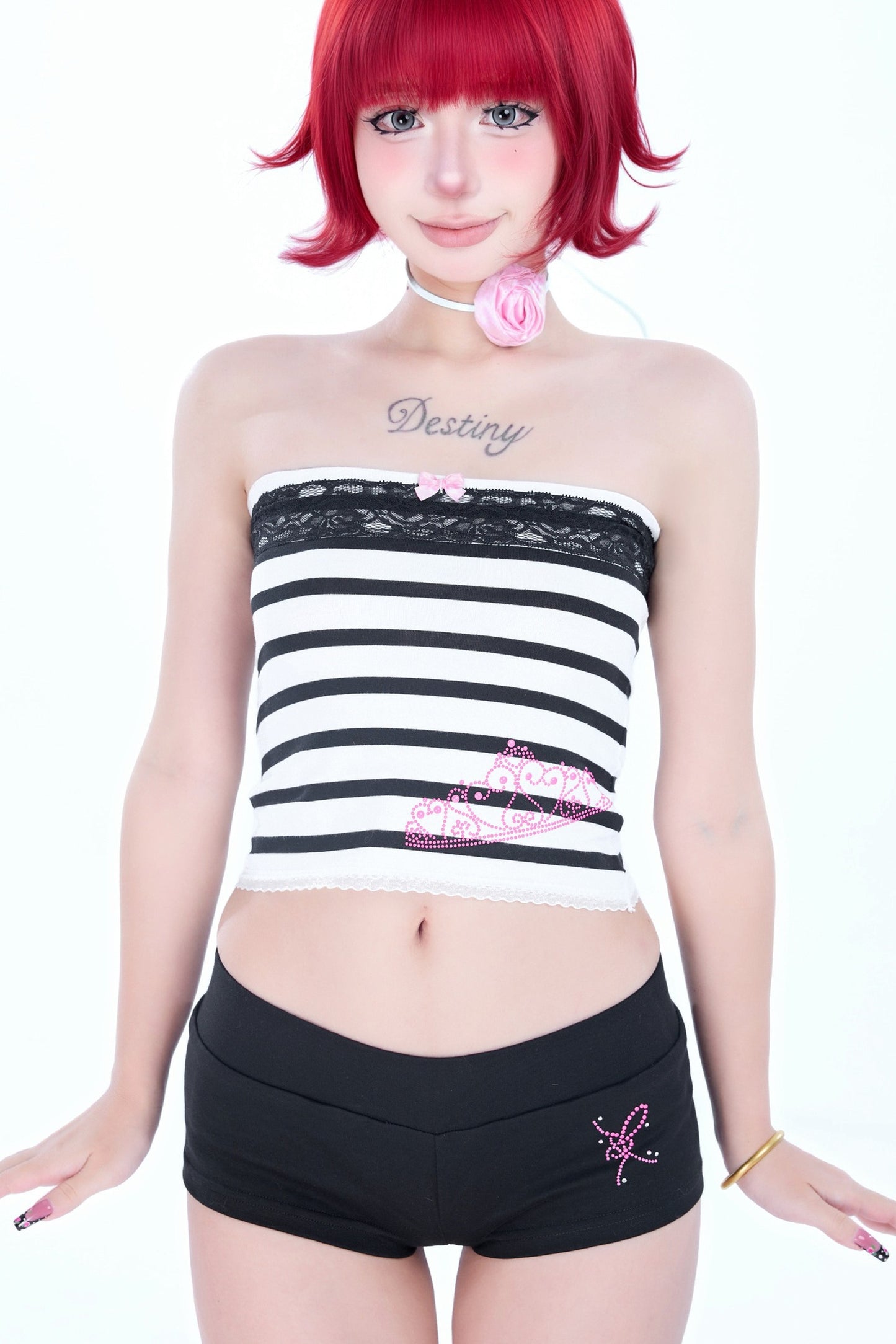 Rhinestone Low-Waist Shorts