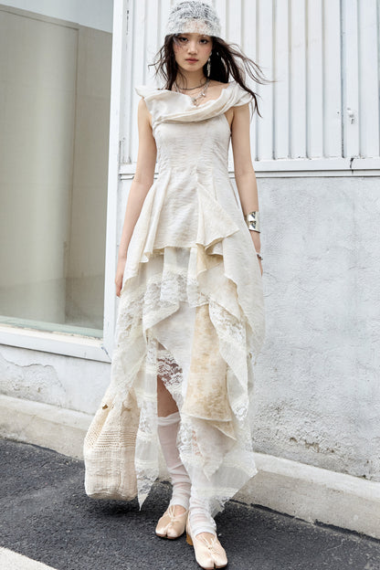 Sculpture-Like Twisted Collar Two-Piece Set-Up