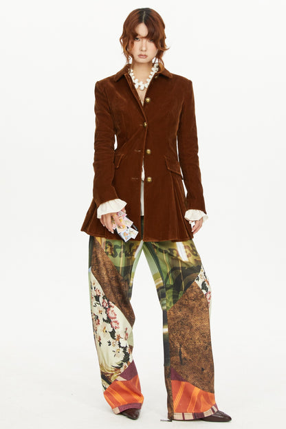 Brown A-Line Long Coat