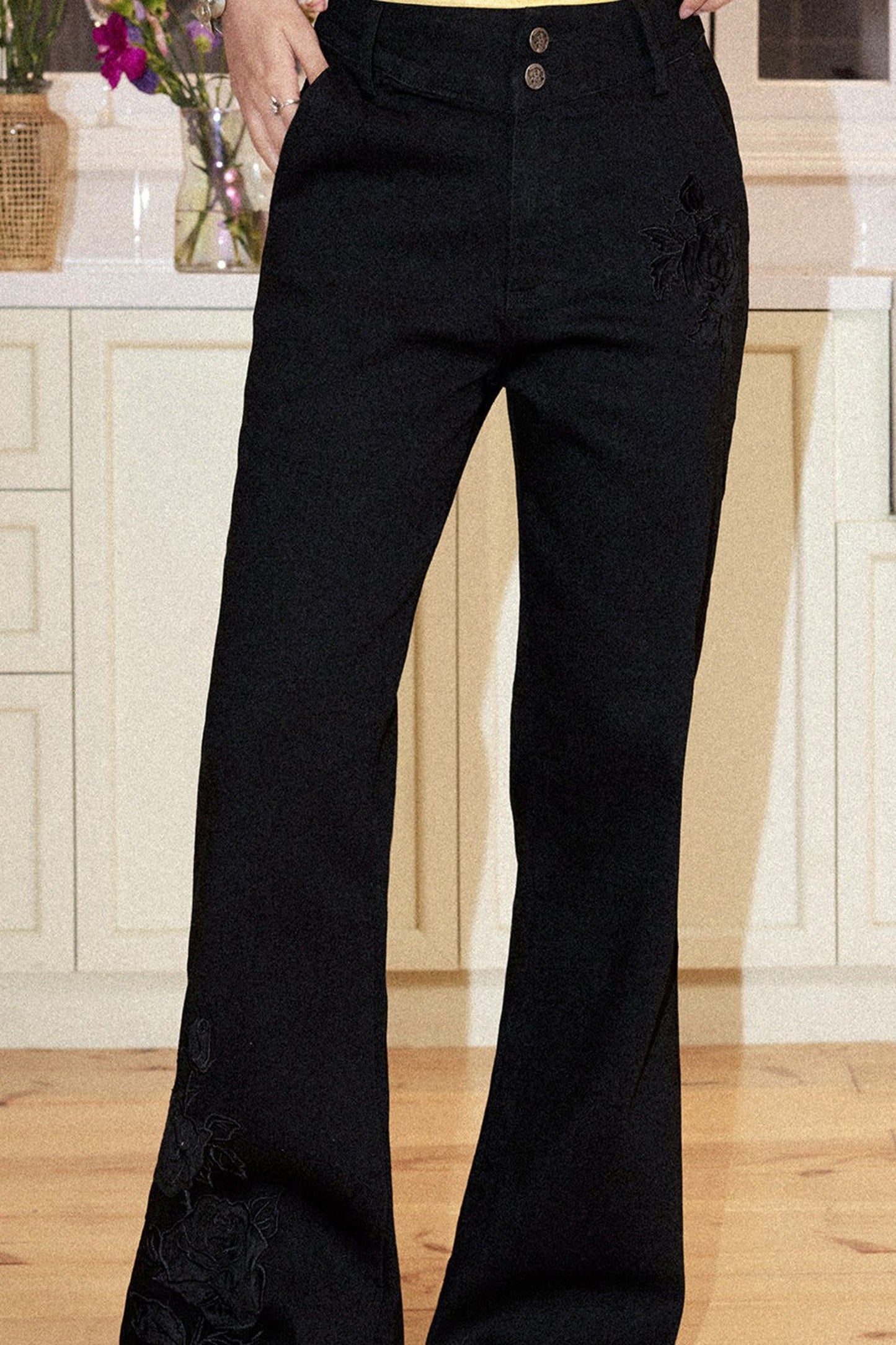 Retro Embroidered Bootcut Jeans