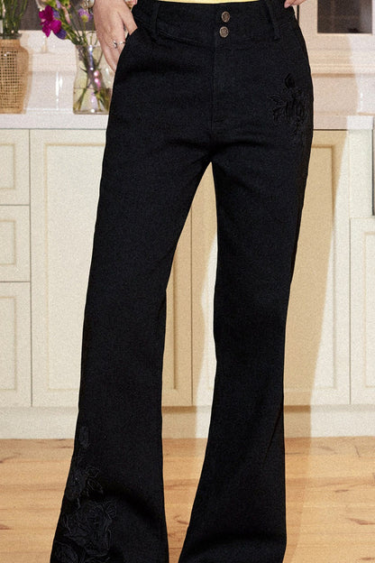 Retro Embroidered Bootcut Jeans