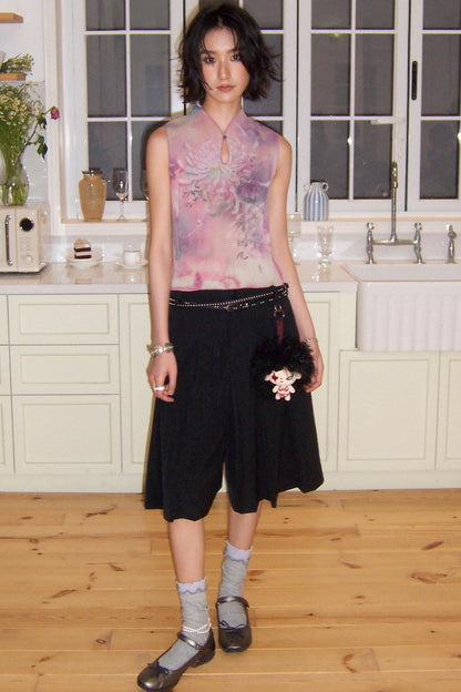 Mid-Length A-Line Pleated Skirt Pants