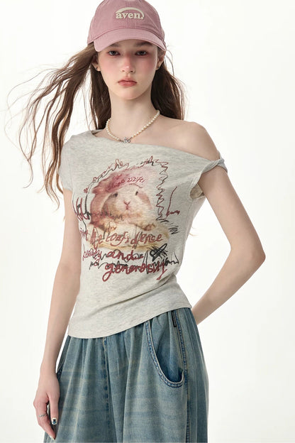 Rabbit Print Short-Sleeve T-Shirt