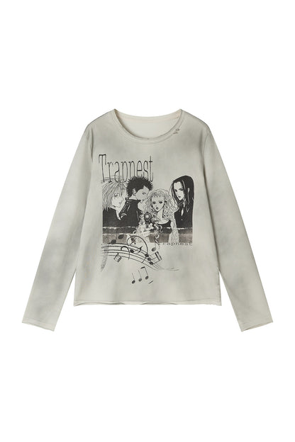 Distressed Portrait Rock Band T-Shirt and Skirt Set-Up