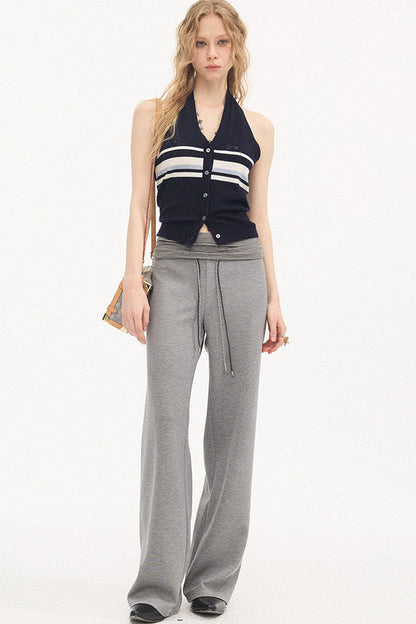 V-Neck Button Halter Vest