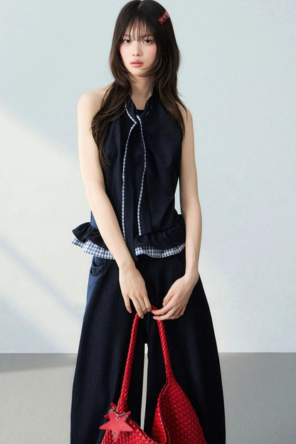 Ensemble Carreaux en Jean avec Finition Dentelle
