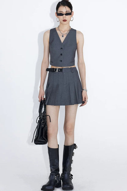 Blazer grigio scuro con scollo a V e schiena scoperta