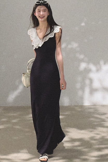 Robe en coton sans manches dos nu à ombre d’arbre