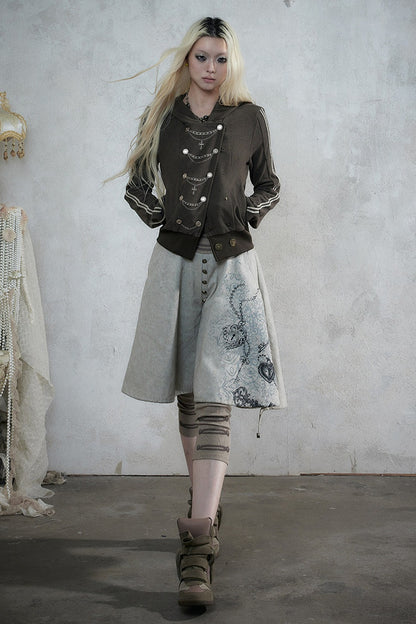 Punk Print Layered-Look Skirt