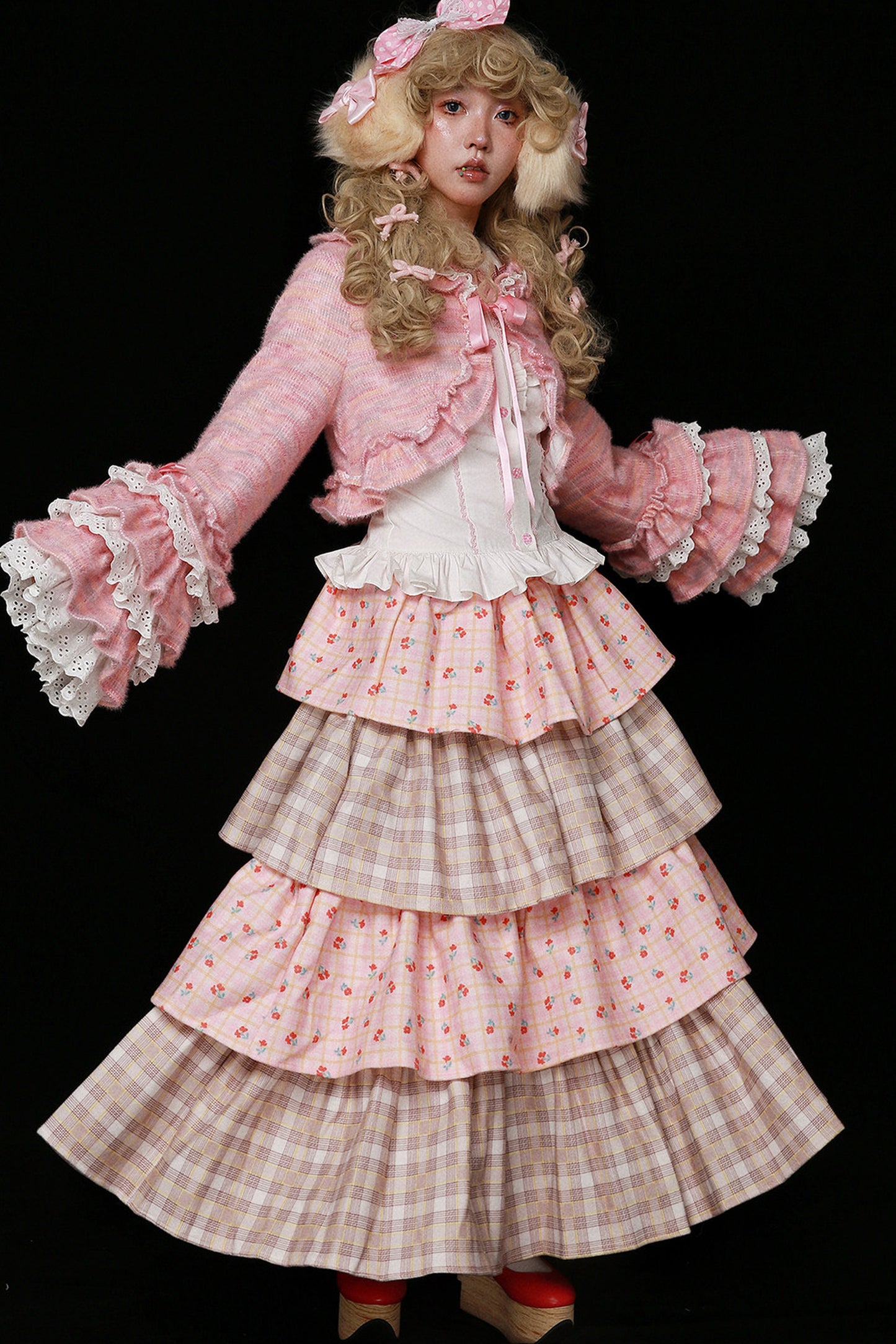 Pink Lolita Ruffle Knit Coat