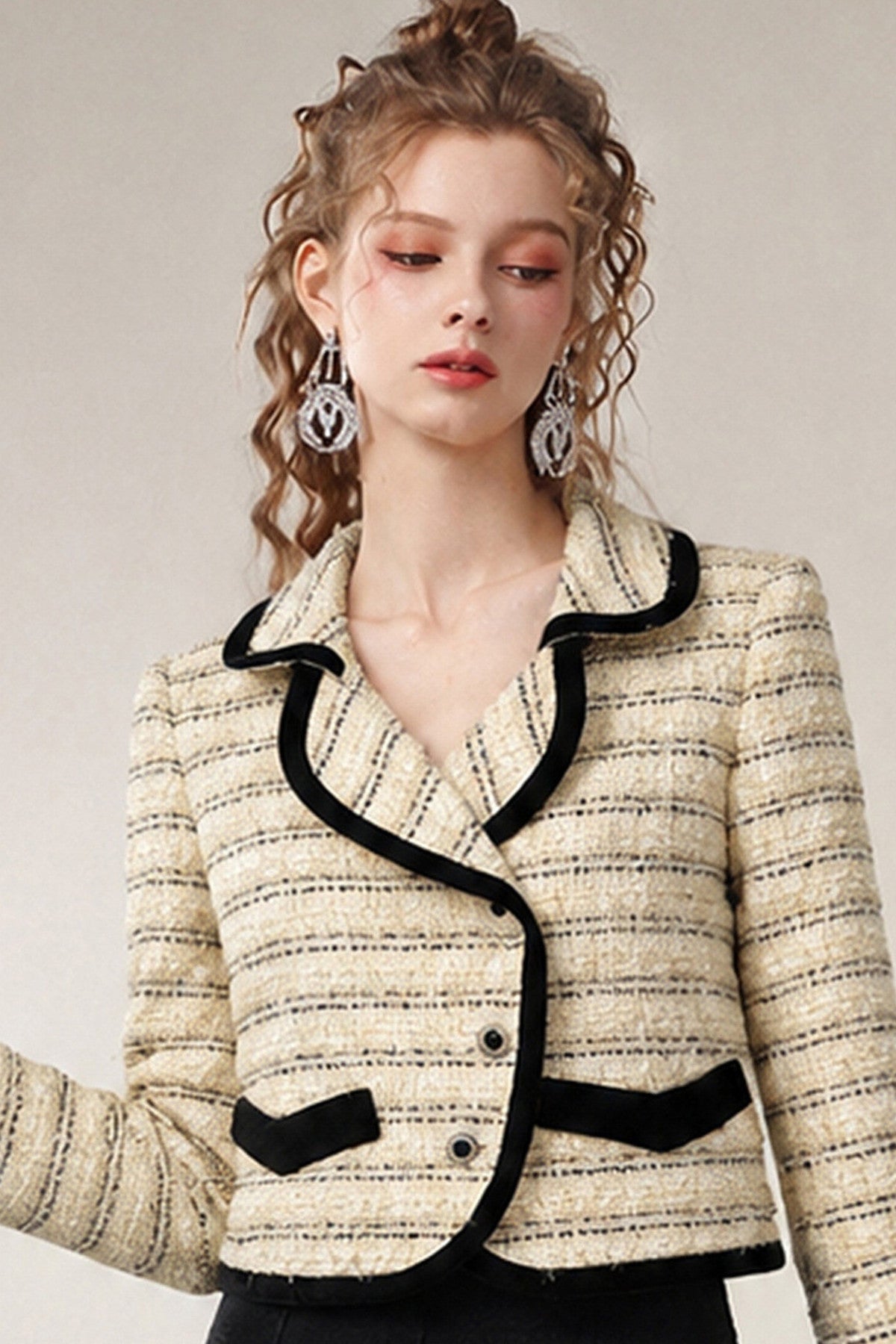 Straight Body Turn-Down Collar Jacket