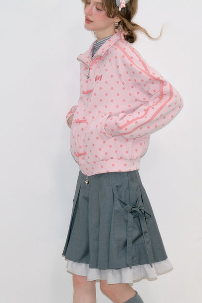 Giacca rosa a pois con zip