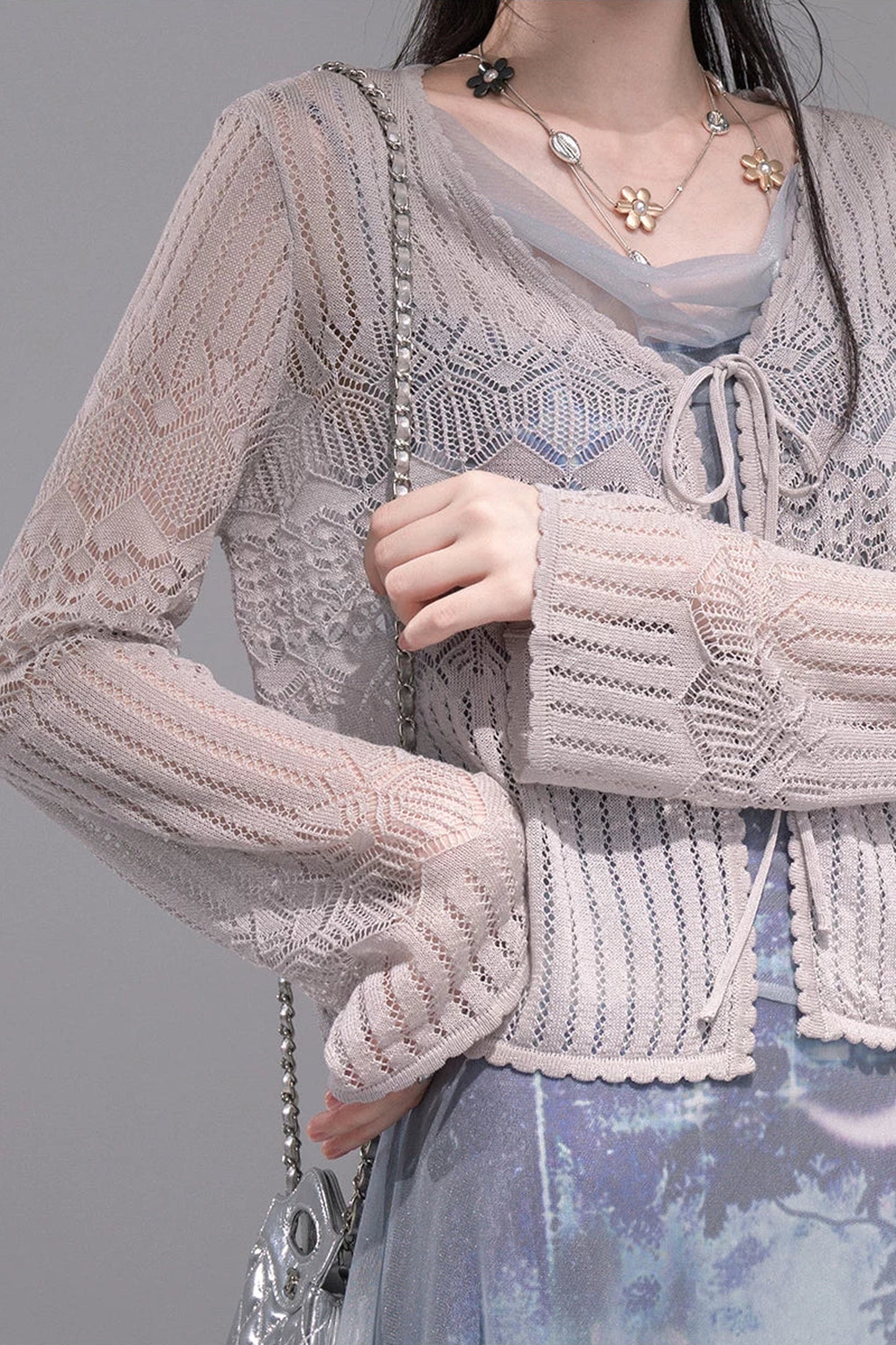 Galaxy Blue Knitted Mesh Dress
