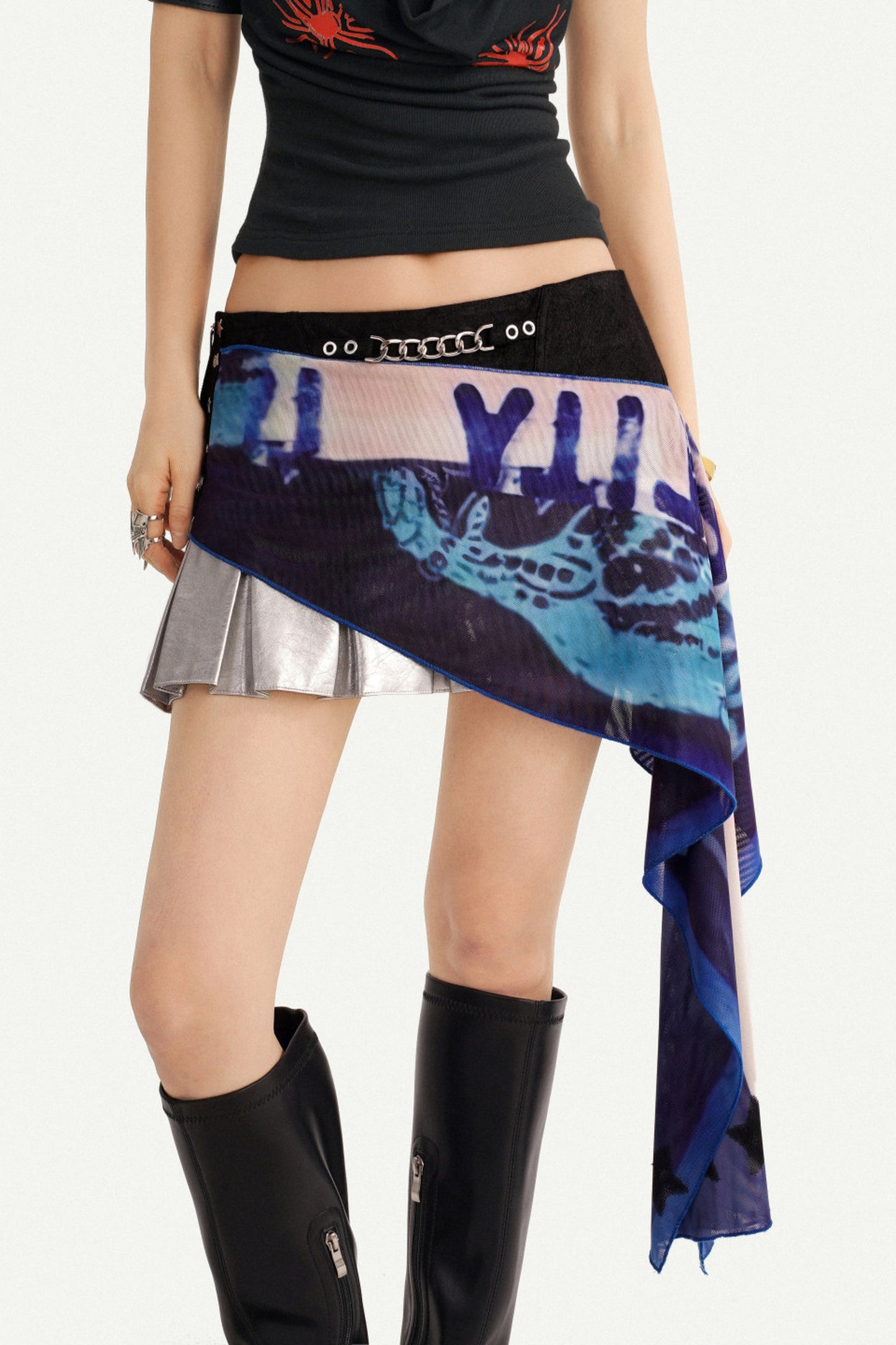 Irregular Asymmetrical Print Mini Skirt