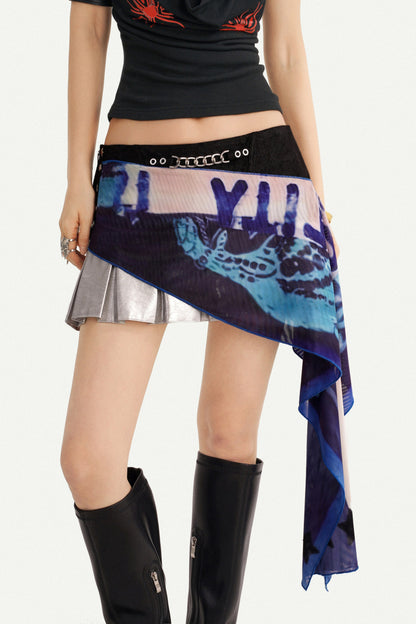 Irregular Asymmetrical Print Mini Skirt