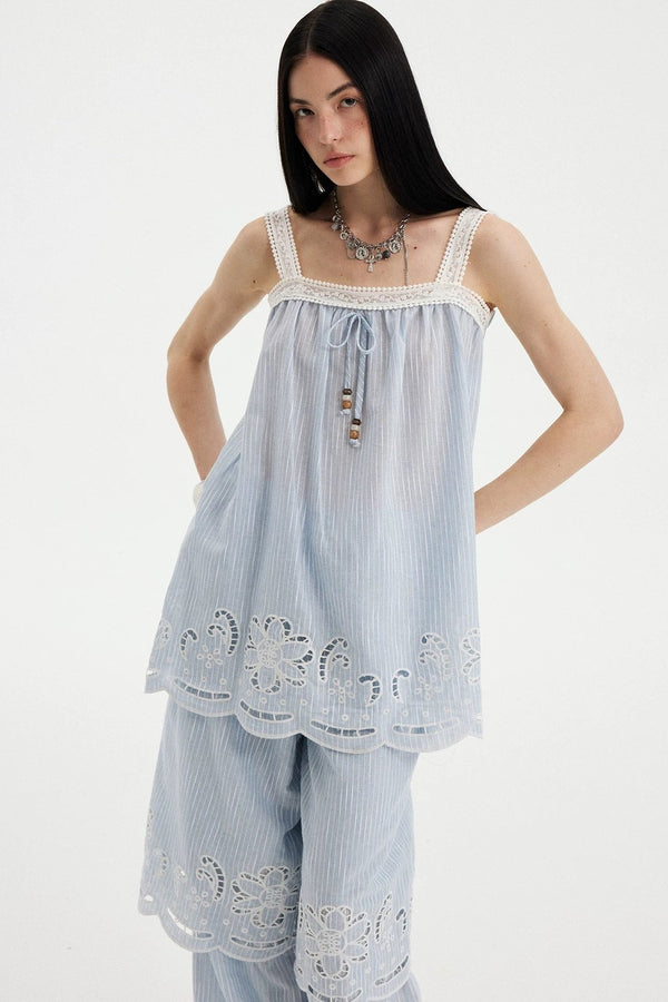 Embroidered Cutout Camisole Set-Up