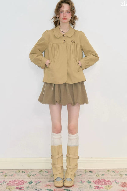Khaki Doll Collar Jacket