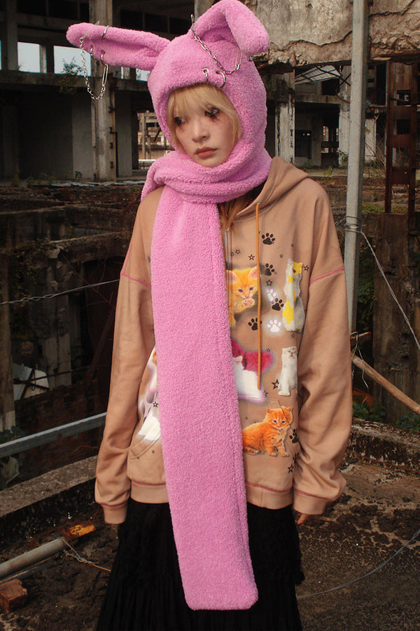 Bunny Ear Hooded Scarf Hat