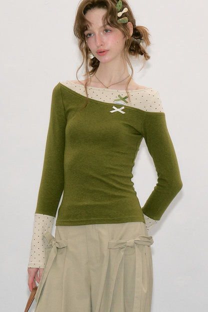 Haut en maille à pois d’automne