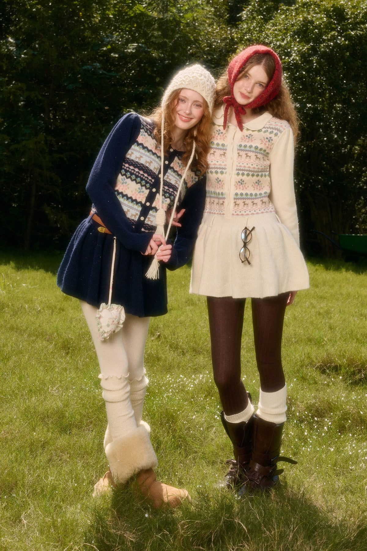 Plisseekleid mit Rentier-Fair-Isle-Muster